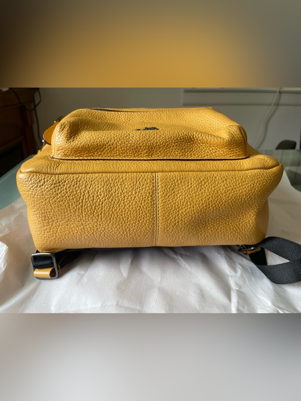 Coach 2020 EUC 100% pebbled leather Medium Charlie backpack in a mustard yellow - Picture 10 of 13